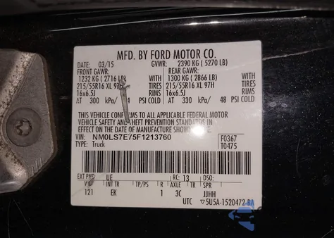 2015 Ford Transit Connect Xl z USA, uszkodzony, nr VIN NM0LS7E75F1213760